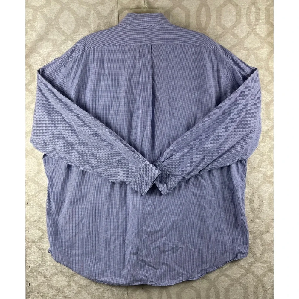 Polo Ralph Lauren Blake Men XXL Blue Gingham Check Button Down Cotton Shirt XXL